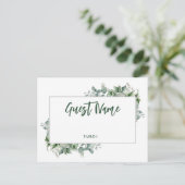 Watercolor Eucalyptus Border Table Place Card ポストカード (スタンド正面)