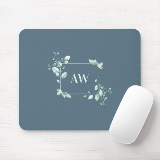 Watercolor Eucalyptus Botanical Greenery Mousepad マウスパッド (マウス)