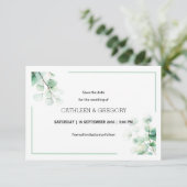 Watercolor Eucalyptus Botanical Greenery Wedding セーブザデート (スタンド正面)