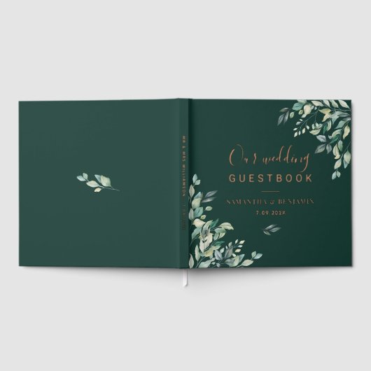 Watercolor Eucalyptus Botanical Wedding ゲストブック (全面)