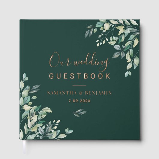 Watercolor Eucalyptus Botanical Wedding ゲストブック (正面)