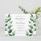 Watercolor Eucalyptus Bridal Shower | White 招待状 (スタンド正面)
