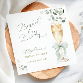 Watercolor Eucalyptus Champagne Bridal Shower スタンダードカクテルナプキン