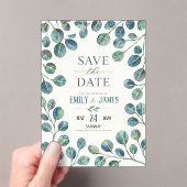 Watercolor Eucalyptus Elegant Greenery Botanical アクリル招待状 (インサイチュ (ポータブル))