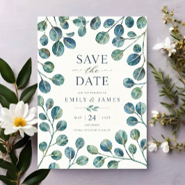 Watercolor Eucalyptus Elegant Greenery Botanical アクリル招待状