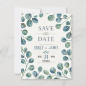 Watercolor Eucalyptus Elegant Greenery Botanical 出欠カード (正面)