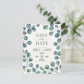 Watercolor Eucalyptus Elegant Greenery Botanical 出欠カード (スタンド正面)