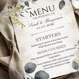 Watercolor Eucalyptus | Elegant Wedding Menu メニュー