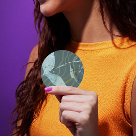 Watercolor Eucalyptus, Gold Waves | Modern Wedding ラウンドシール