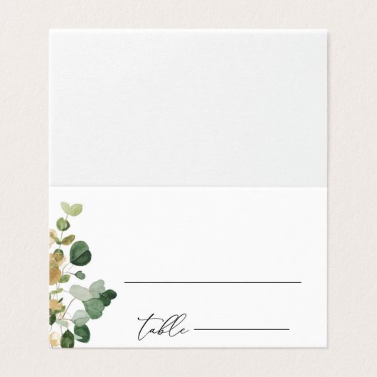  Watercolor eucalyptus gold wedding place cards (外部フラット)