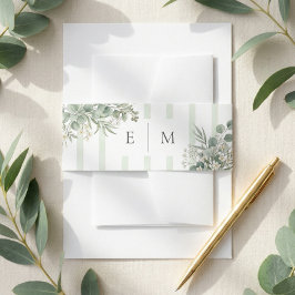 Watercolor Eucalyptus Greenery 招待状ベリーバンド