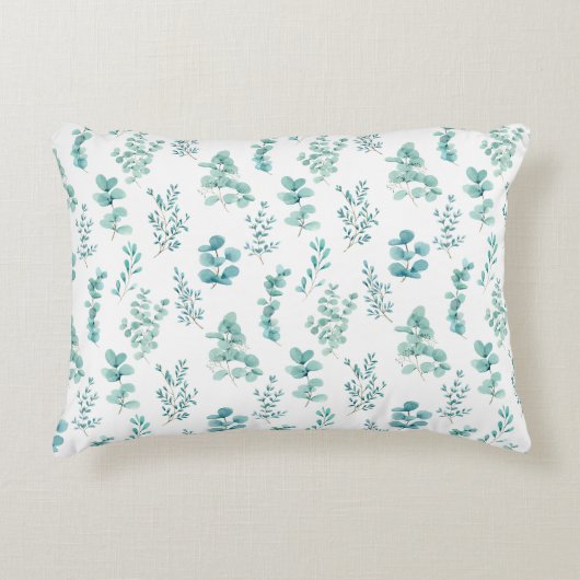 Watercolor Eucalyptus Greenery Accent Pillow アクセントクッション (正面)
