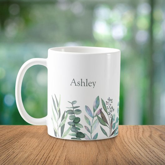 Watercolor Eucalyptus Greenery Coffee Mug コーヒーマグカップ