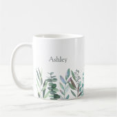 Watercolor Eucalyptus Greenery Coffee Mug コーヒーマグカップ (左)