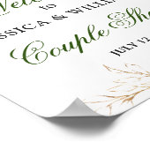 Watercolor Eucalyptus Greenery Couples Shower Sign ポスター (角)