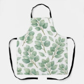 Watercolor Eucalyptus Greenery Pattern エプロン (正面)