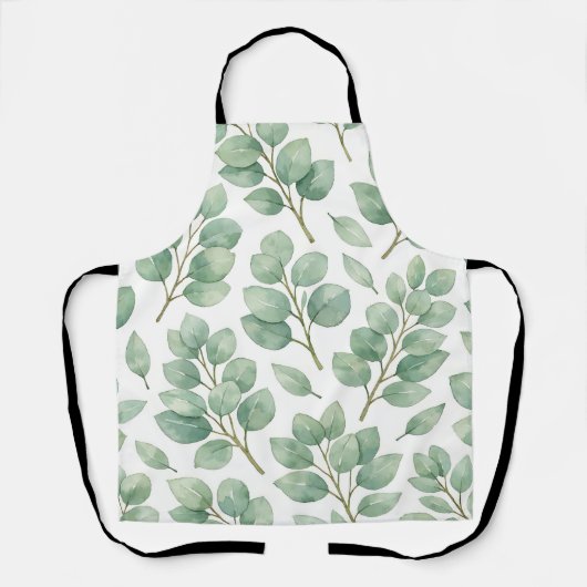 Watercolor Eucalyptus Greenery Pattern エプロン (正面)