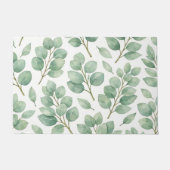 Watercolor Eucalyptus Greenery Pattern ドアマット (正面)