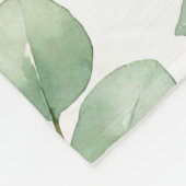 Watercolor Eucalyptus Greenery Pattern フリースブランケット (角)