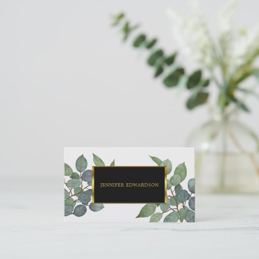 Watercolor eucalyptus greenery professional 名刺 (スタンド正面)