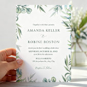 Watercolor Eucalyptus Greenery Wedding Invitation 招待状
