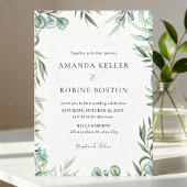Watercolor Eucalyptus Greenery Wedding Invitation 招待状
