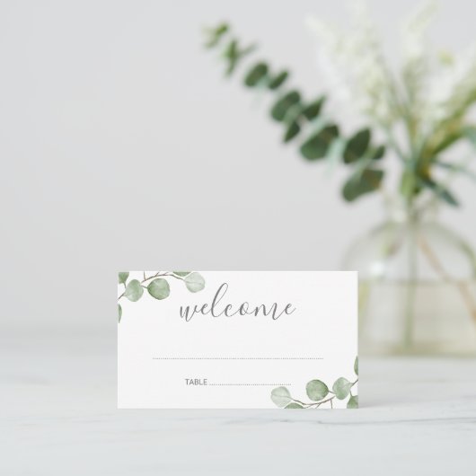 Watercolor Eucalyptus Greenery Wedding Place Card プレイスカード (スタンド正面)