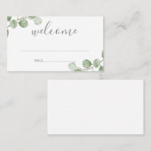 Watercolor Eucalyptus Greenery Wedding Place Card プレイスカード (正面/裏面)