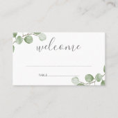 Watercolor Eucalyptus Greenery Wedding Place Card プレイスカード (正面)