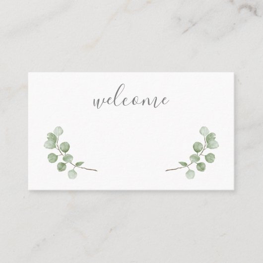 Watercolor Eucalyptus Greenery Wedding Place Card プレイスカード (正面)