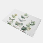 Watercolor Eucalyptus Leaves Botanical ドアマット (アングル)