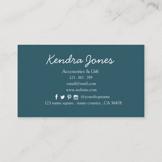 Watercolor Eucalyptus leaves Business Card 名刺 (裏面)