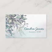 Watercolor Eucalyptus leaves Business Card 名刺 (正面)