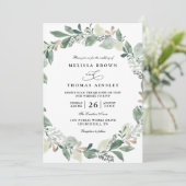 Watercolor Eucalyptus Leaves Chic QR Code Wedding 招待状 (スタンド正面)