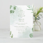 Watercolor Eucalyptus Leaves Greenery Wedding  招待状 (スタンド正面)