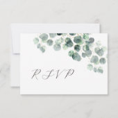 Watercolor Eucalyptus Leaves Wedding 出欠カード (裏面)