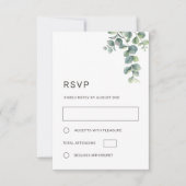 Watercolor Eucalyptus Leaves Wedding 出欠カード (正面)