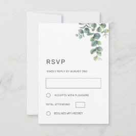 Watercolor Eucalyptus Leaves Wedding 出欠カード