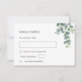 Watercolor Eucalyptus Leaves Wedding 出欠カード (正面)