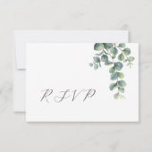 Watercolor Eucalyptus Leaves Wedding 出欠カード (裏面)