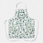 Watercolor Eucalyptus Pattern エプロン (正面)