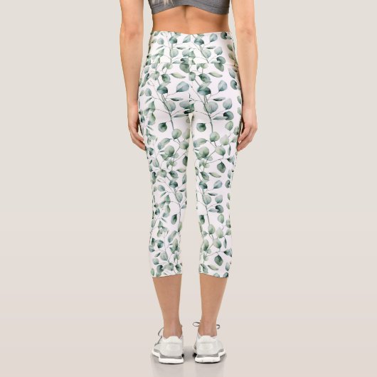 Watercolor Eucalyptus Pattern カプリレギンス (裏面)