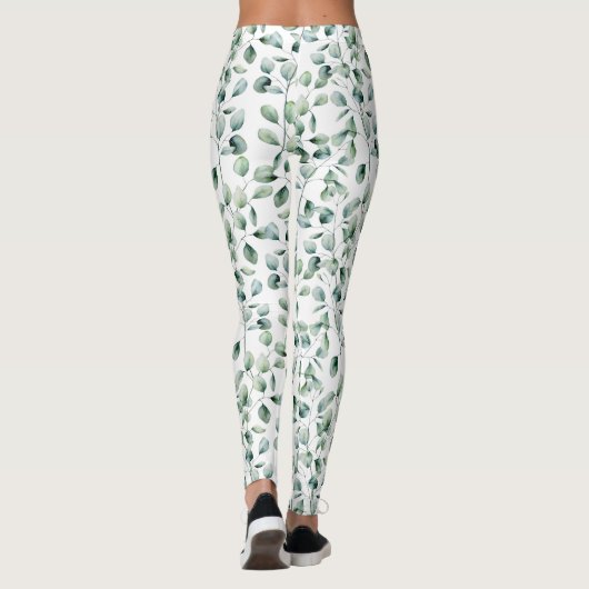 Watercolor Eucalyptus Pattern レギンス (裏面)