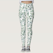 Watercolor Eucalyptus Pattern レギンス (正面)