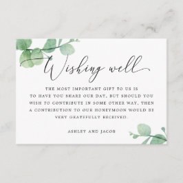 Watercolor eucalyptus script wedding wishing well エンクロージャーカード