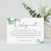 Watercolor eucalyptus script wedding wishing well エンクロージャーカード (スタンド正面)