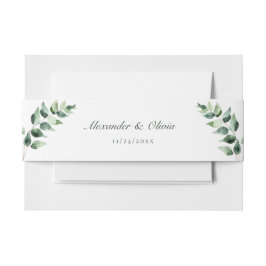 Watercolor Eucalyptus Wedding | ホワイト 招待状ベリーバンド