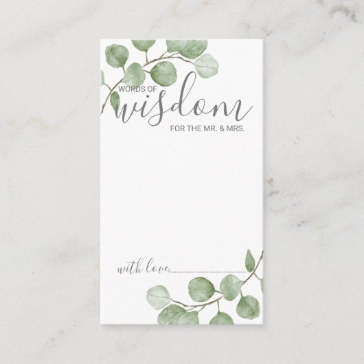 Watercolor Eucalyptus Wedding Advice and Wishes アドバイスカード (正面)