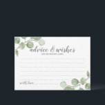 Watercolor Eucalyptus Wedding Advice and Wishes アドバイスカード<br><div class="desc">Celebrate your special day with these beautifully wedding advice and wishes card,  featuring title "advice&wishes" in modern script and decorated with soft watercolor eucalyptus on a white background.

Perfect for wedding,  baby shower,  birthday party,  bridal shower,  bachelorette party and any special occasions.</div>