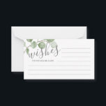 Watercolor Eucalyptus Wedding Advice and Wishes アドバイスカード<br><div class="desc">Celebrate your special day with these beautifully wedding advice and wishes card,  featuring title "wishes" in modern script and decorated with soft watercolor eucalyptus on a white background.

Perfect for wedding,  baby shower,  birthday party,  bridal shower,  bachelorette party and any special occasions.</div>